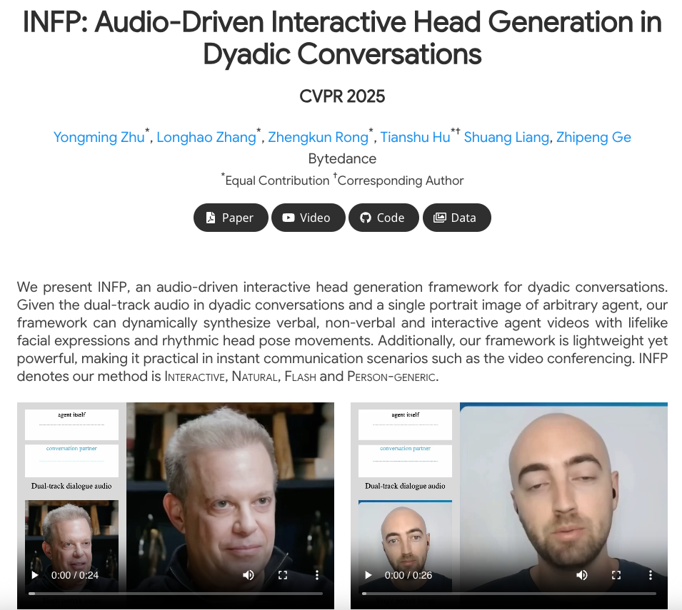 INFP: Video Kepala Interaktif yang Digerakkan oleh Audio untuk Percakapan