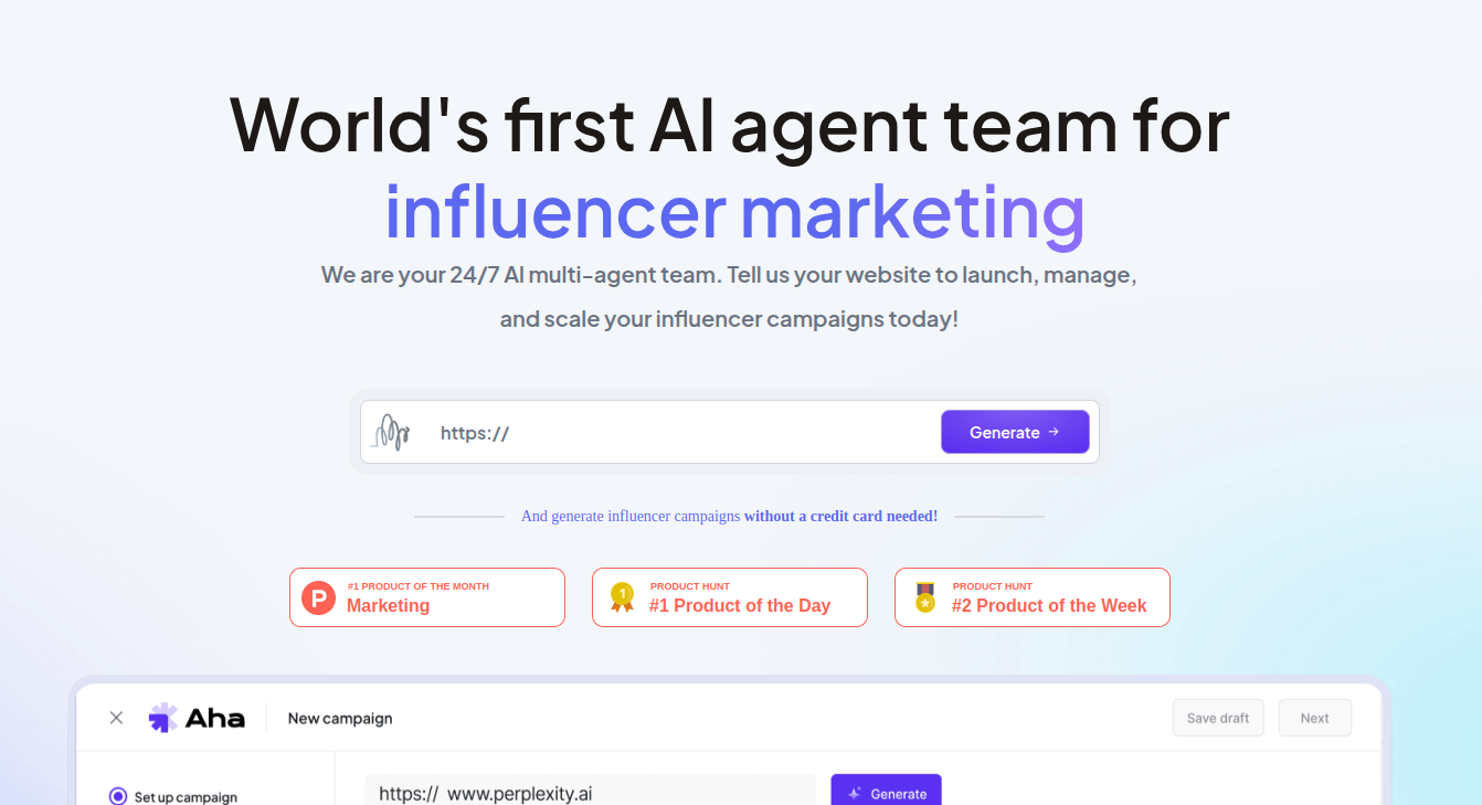 Aha: Tim Agen AI Pertama untuk Pemasaran Influencer 24/7